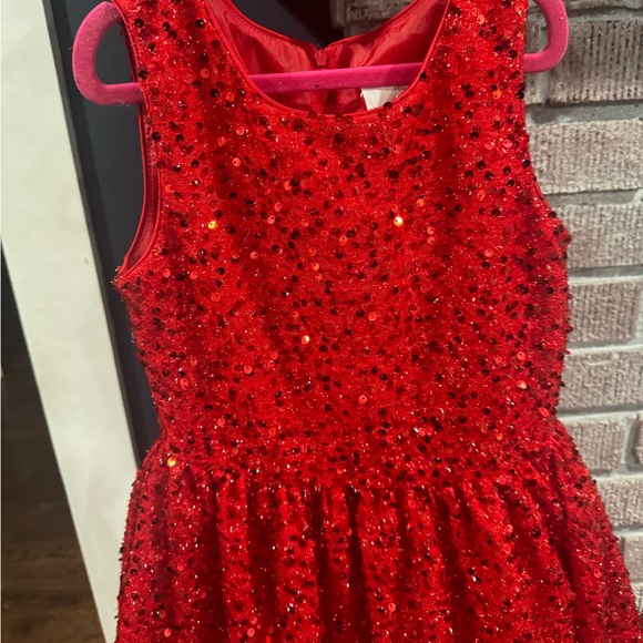 Little Girls Sparkly Red Party Dress - Picture 3 of 6